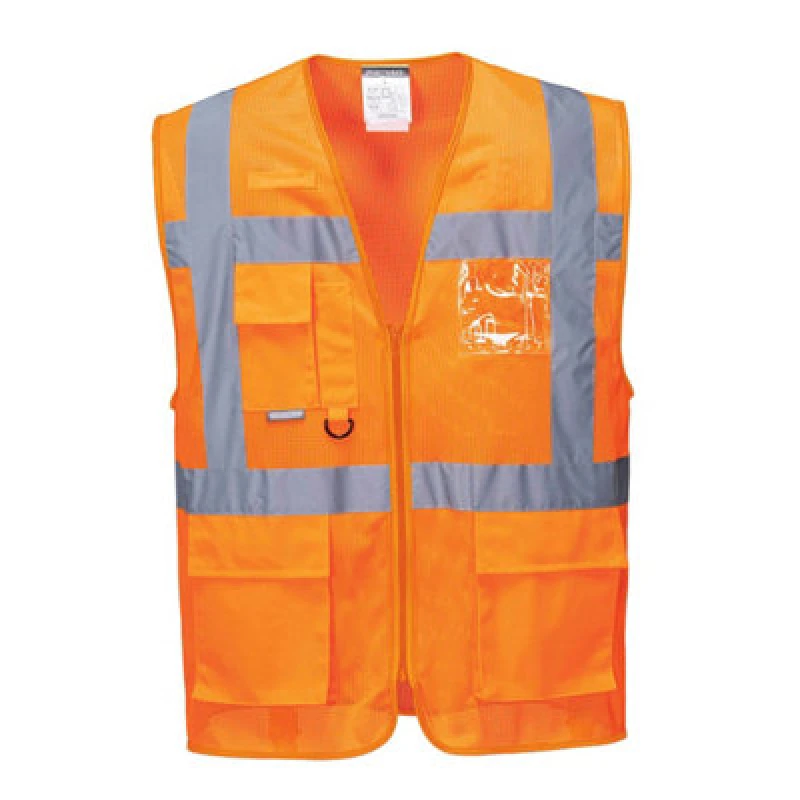 Image of Portwest Athens Hi Vis MeshAir Executive Vest C376ORRL Colour: Orange