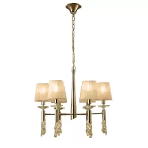 image of Tiffany Pendant 6+6 Light E14+G9, French Gold With Soft Bronze Shades & Clear Crystal