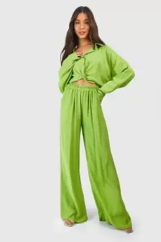 Image of Crinkle Relaxed Fit Wide Leg Trousers