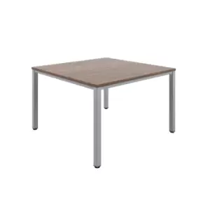 Image of Fraction Infinity Square Dark Walnut Meeting Table With Silver Legs - 120 X 120