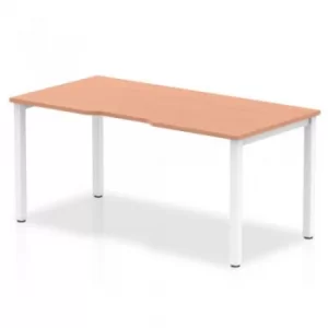 Image of Single White Frame Bench Desk 1600 Beech