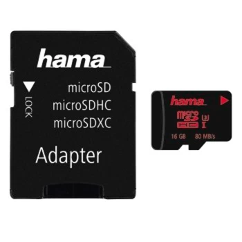 Image of Hama microSDHC 16GB UHS Speed Class 3 UHS-I 80MB/s + Adapter/Photo
