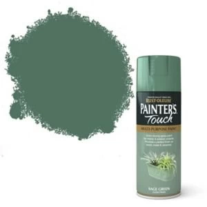Image of Rust-Oleum Painter's touch Sage green Gloss Multi-surface Decorative spray Paint 400ml