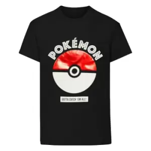 Image of Pokemon Boys Catch Em All Pokeball T-Shirt (3-4 Years) (Black)