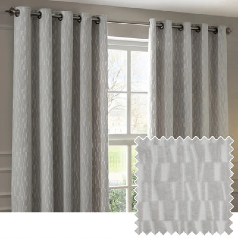 Image of Paoletti Paoletti Manhattan Velvet Eyelet Curtain Pair in Silver Size: 117cm width x 137cm drop Silver 117cm width x 137cm drop Unisex 5025532364067