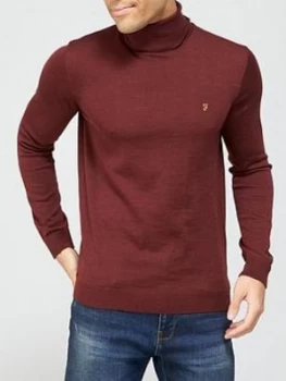 image of Farah Gosforth Merino Roll Neck Jumper - Burgundy