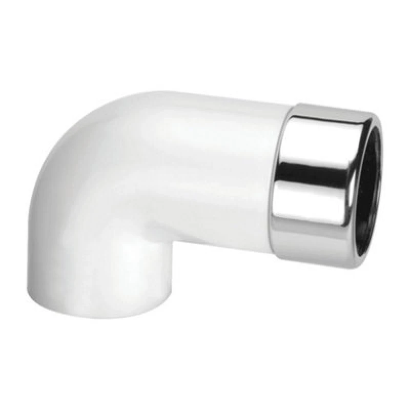 Image of McAlpine Chrome Plated Elongated Brass to ABS 90 Degree Conversion Elbow 32mm ABS32/35A-CB -L Silver