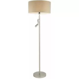 Image of Loops - Floor Lamp Light Matt Nickel & Taupe Fabric 60W E27 & 2W LED Base & shade