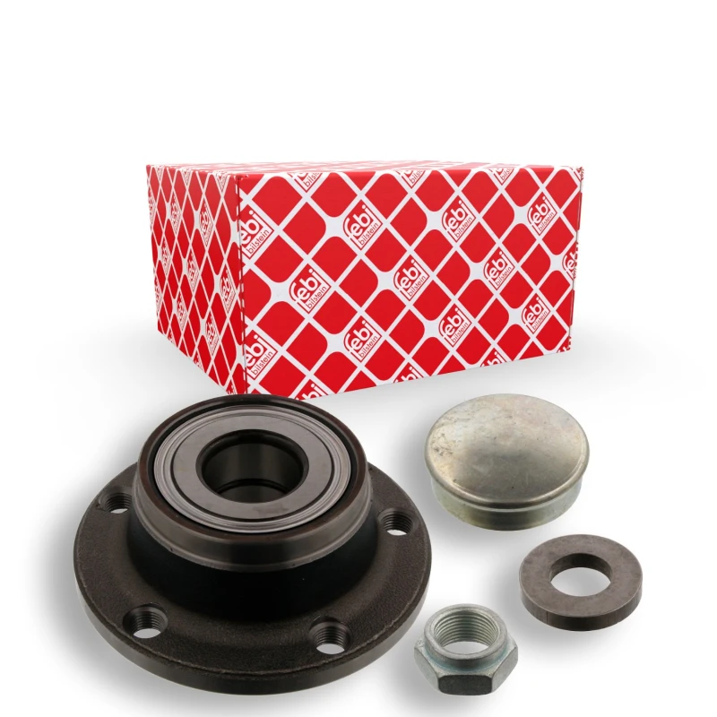 Image of FEBI BILSTEIN 34953 Wheel bearing kit with fastening/mounting material, Rear Axle Right, with wheel hub Wheel Bearing Kit (654)