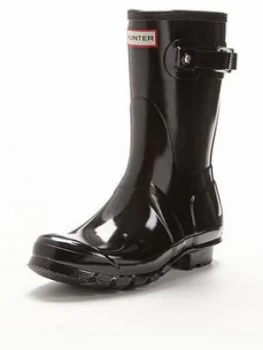 Image of Hunter Original Short Gloss Wellies - Black, Size 9, Women