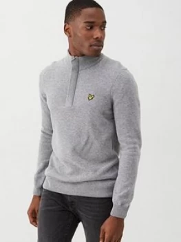 Image of Lyle & Scott Quarter Zip Tipped Funnel Neck Top - Grey Marl