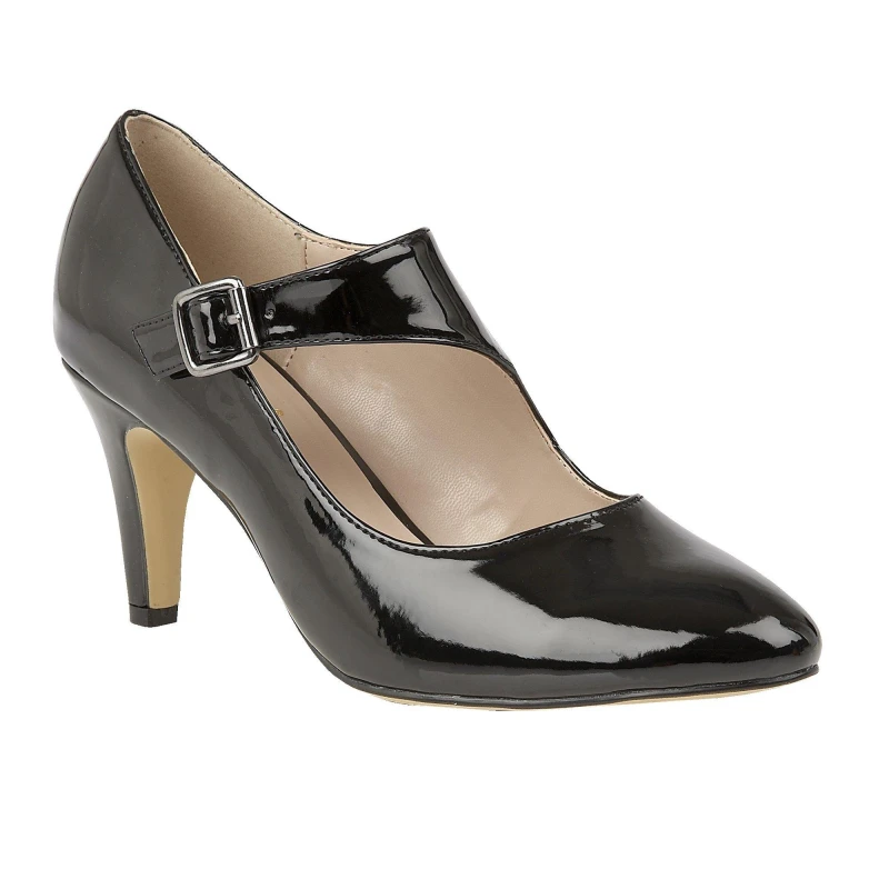Image of Lotus Shoes Laurana Black Patent Court Shoes Black Patent female 5 (38)