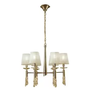 image of Tiffany Pendant 6+6 Light E14+G9, French Gold With Cream Shades & Clear Crystal