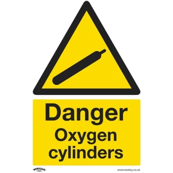 Image of Sealey - SS61P1 Warning Safety Sign - Danger Oxygen Cylinders - Rigid Plastic