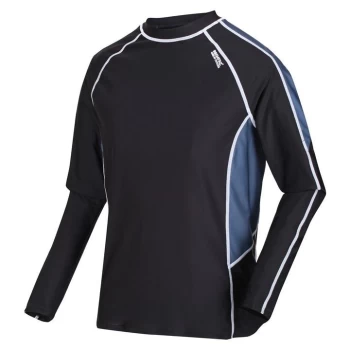 image of Regatta Long Sleeve Rash Guard Swim Top - Blk/IndiaGry