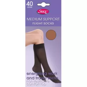 Silky Womens/Ladies Support Flight Socks (1 Pair) (One Size (UK Shoe 3-8)) (Mink)