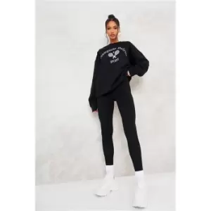Image of I Saw It First Black Cotton Elastane Leggings - Black
