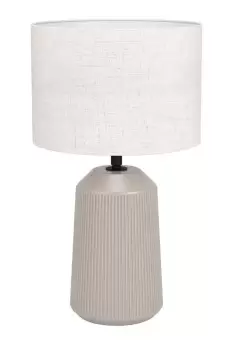 Image of Capalbio Sandy Ceramic/White Fabric Ribbed Table Lamp
