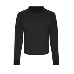 Image of Awdis Womens/Ladies Cross Back Cool Long-Sleeved T-Shirt (L) (Jet Black)