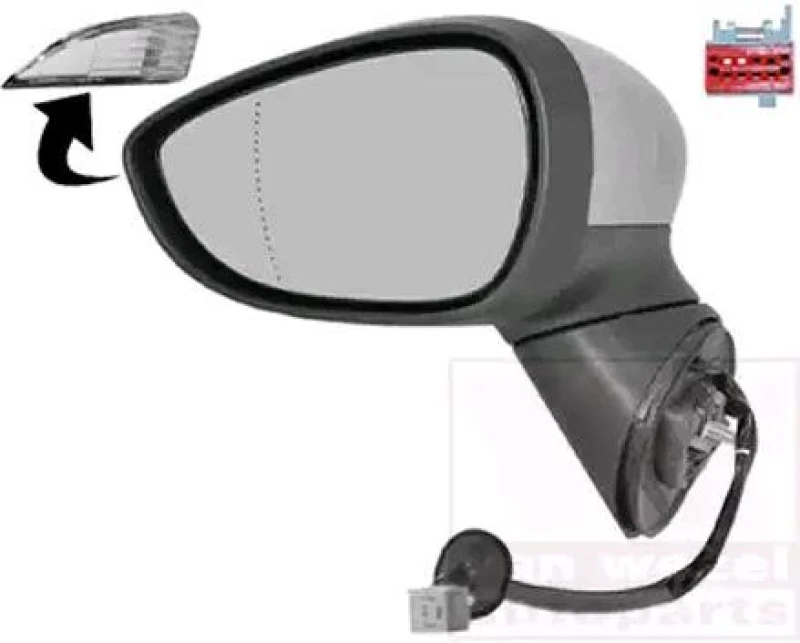 Image of VAN WEZEL 1801807 Wing mirror * HAGUS * Left, Heatable, primed Outside Mirror (50)