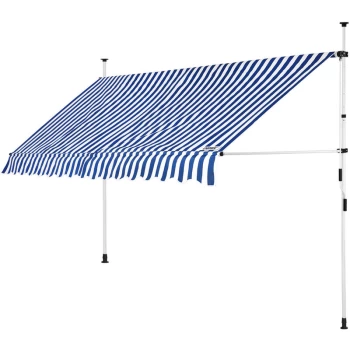 Image of Clamp Awning Telescopic Balcony Canopy 150 - 400cm Retractable Sunshade Blau/Weiß (de), 300cm (de)