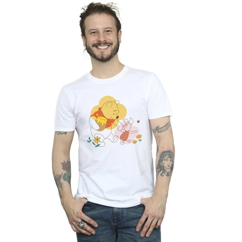 Image of Disney Men Winnie The Pooh Piglet T-Shirt in White Size: Small White S Male 5063283694200