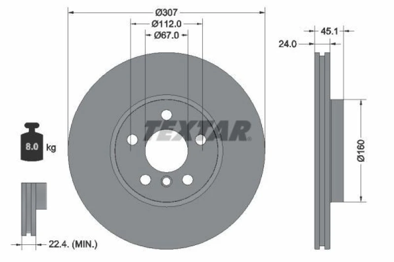 Image of Brake disc TEXTAR 92347205