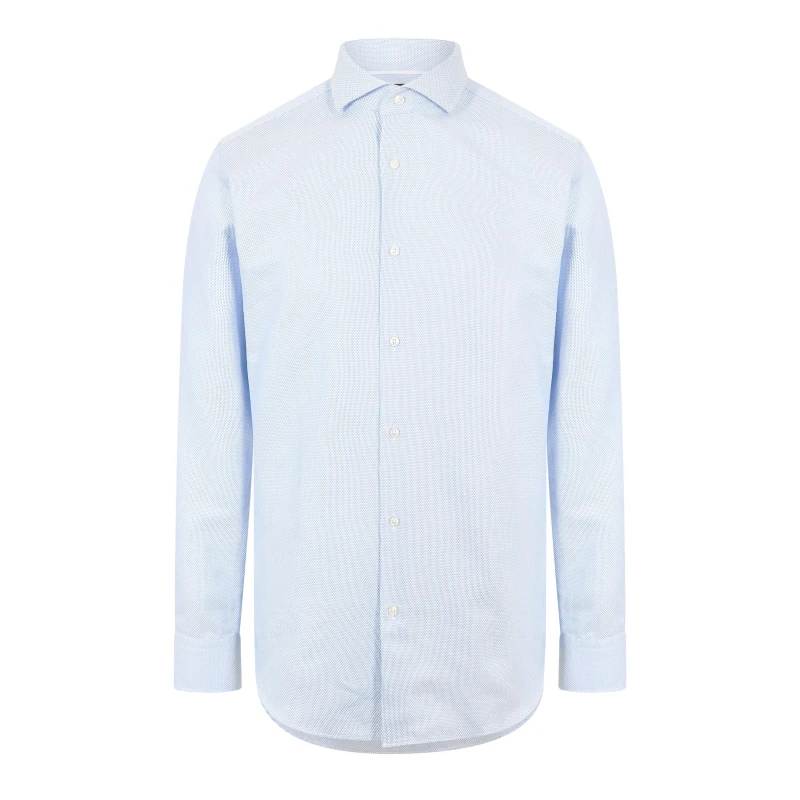 Image of Boss Mens H Joe Spread Long Sleeve Oxford Shirt Blue male 17.75 inch