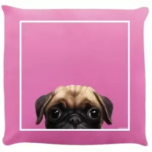 Image of Inquisitive Creatures Pug Filled Cushion (One Size) (Pink) - Pink
