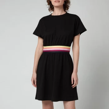 image of KARL LAGERFELD Womens Logo Tape Jersey Dress - Black - S