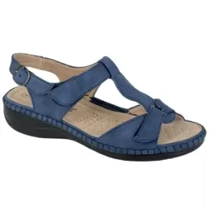 image of Boulevard Womens/Ladies Buckle Leather Lined Sandals (4 UK) (Navy Blue)