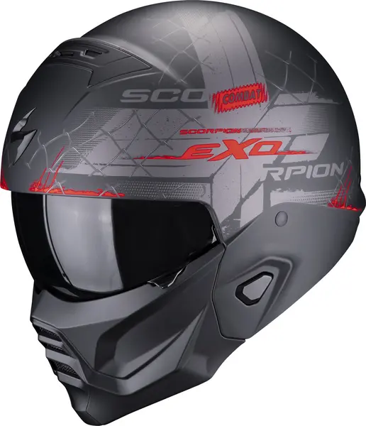 Scorpion Exo-Combat II Xenon Matt Black-Red Jet Helmet XL