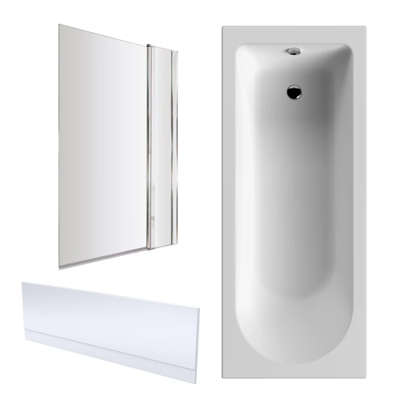 Image of Balterley Round 1700x700 Bath with Panel, Square Screen, Fixed Panel in White White Unisex