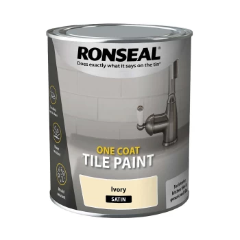 image of Ronseal One Coat Tile Paint Ivory Satin - 750ml