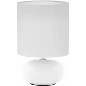 image of Loops - Table Lamp Colour White White Fabric Shade In Line Switch Bulb E14 1x40W