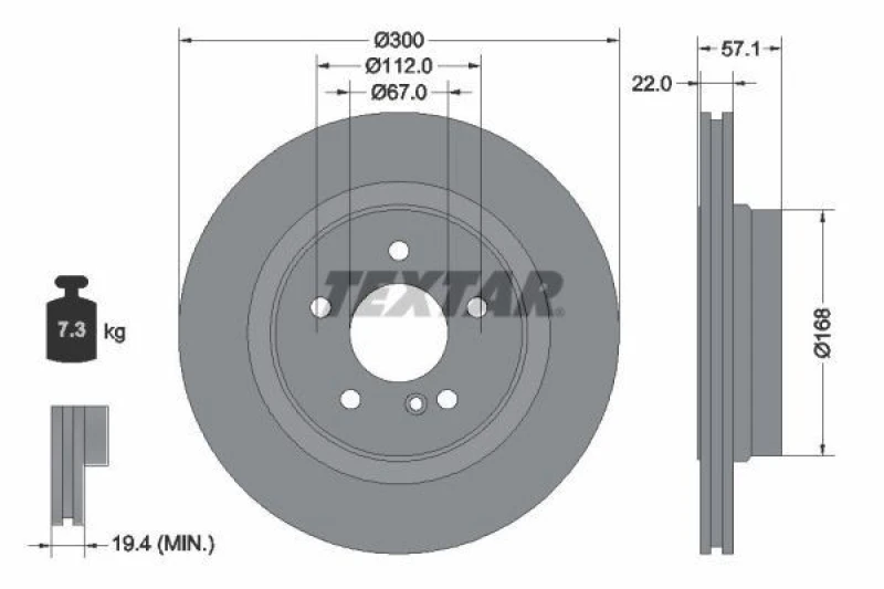 Image of Brake disc TEXTAR 92163605