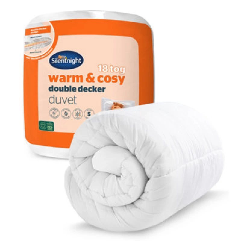 Image of Silentnight Warm And Cosy Duvet - 18 Tog - Single - White White W73OD Unisex Double