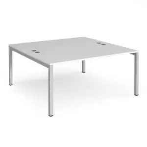 Image of Bench Desk 2 Person Rectangular Desks 1600mm White Tops With Silver Frames 1600mm Depth Connex