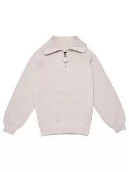 image of Barbour International Girls Ballerio Knit Half Zip Jumper - Ash Pink, Ash Pink, Size Age: 8-9 Years, Women