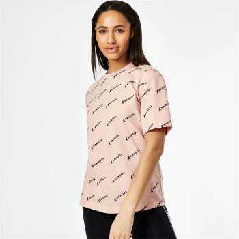 image of Kangol All Over Print Boxy T Shirt Ladies - Pink AOP