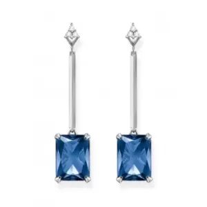 image of Sterling Silver Blue Stone Earrings H2176-166-1