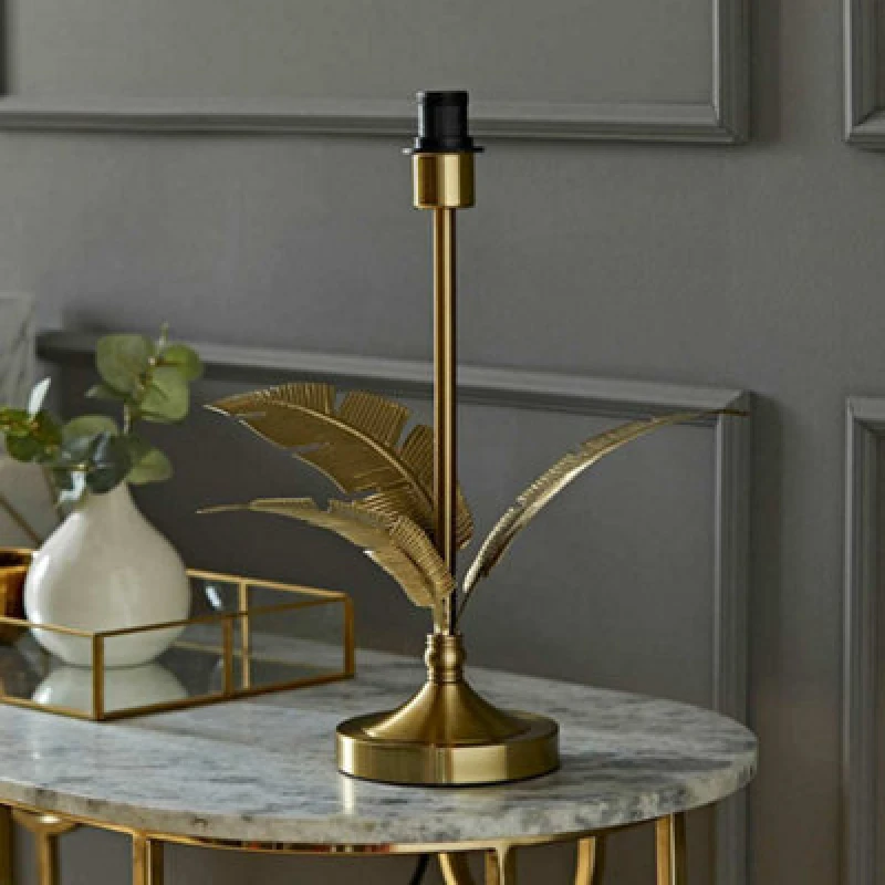 Image of ValueLights ValueLights Christina Gold Palm Leaf Detail Single Stem Table Lamp Base Gold One Size Unisex 5016529272083