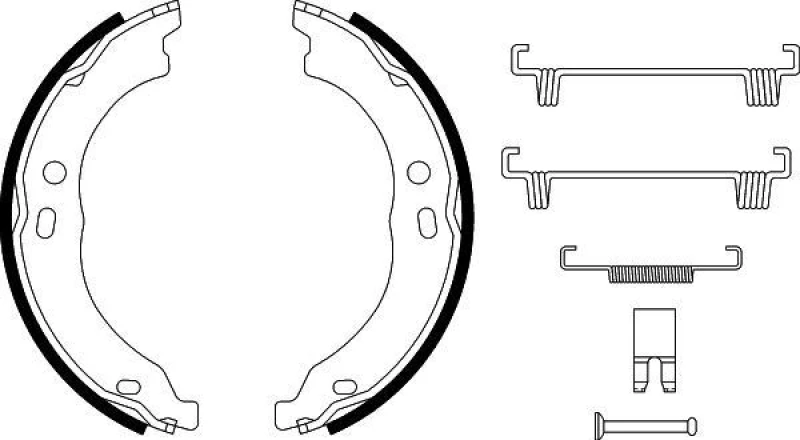 Image of HELLA Handbrake shoes HELLA 8DA 355 050-751