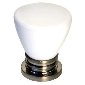 Image of BQ White Satin Round Furniture Knob Pack of 1