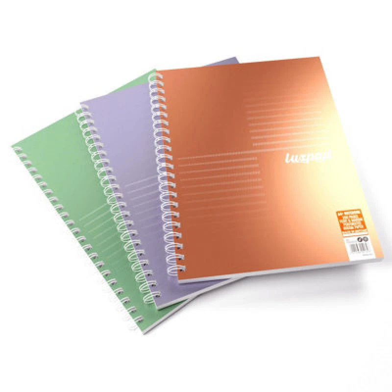 Image of Silvine Luxpad Ruled Margin 200 Page A4+ Assorted (3 Pack) LUXA4MAC