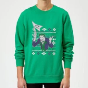 Image of DC Batman Happy Holiday The Joker Green Christmas Sweatshirt - L - Green