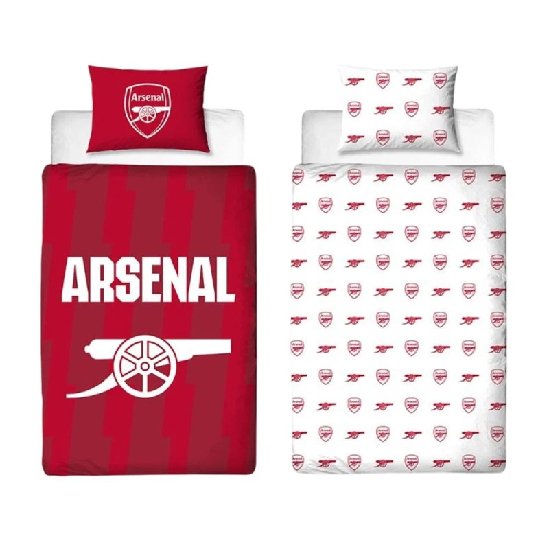 Image of Arsenal FC Lightning Duvet Cover Set in Red Size: Single Red Unisex Single