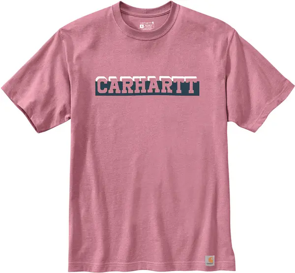 Image of Carhartt Relaxed Fit Heavyweight Logo Graphic T-Shirt, pink, Size 2XL