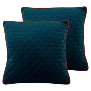 image of Paoletti Quartz Twin Pack Polyester Filled Cushions Teal/Jaffa