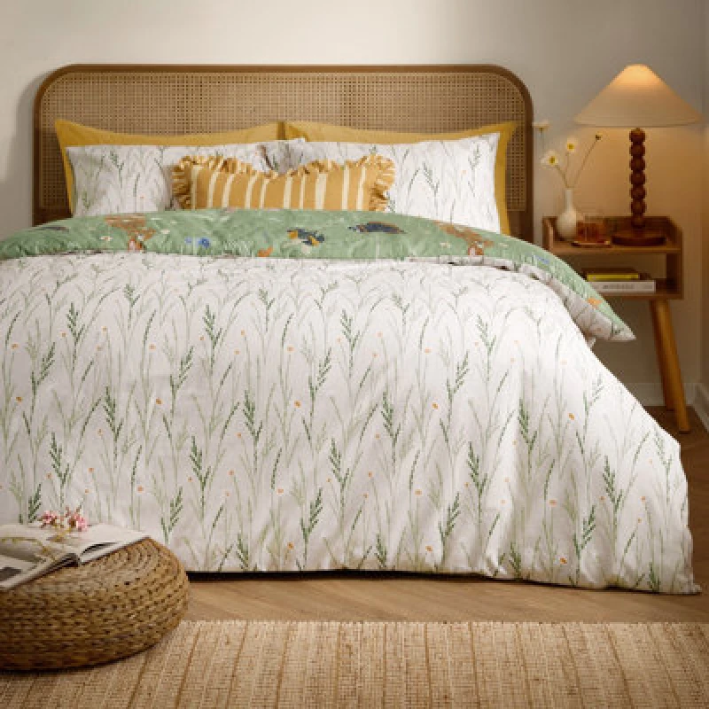 Image of furn. Furn Meadow Flora Reversible Printed Duvet Cover Set